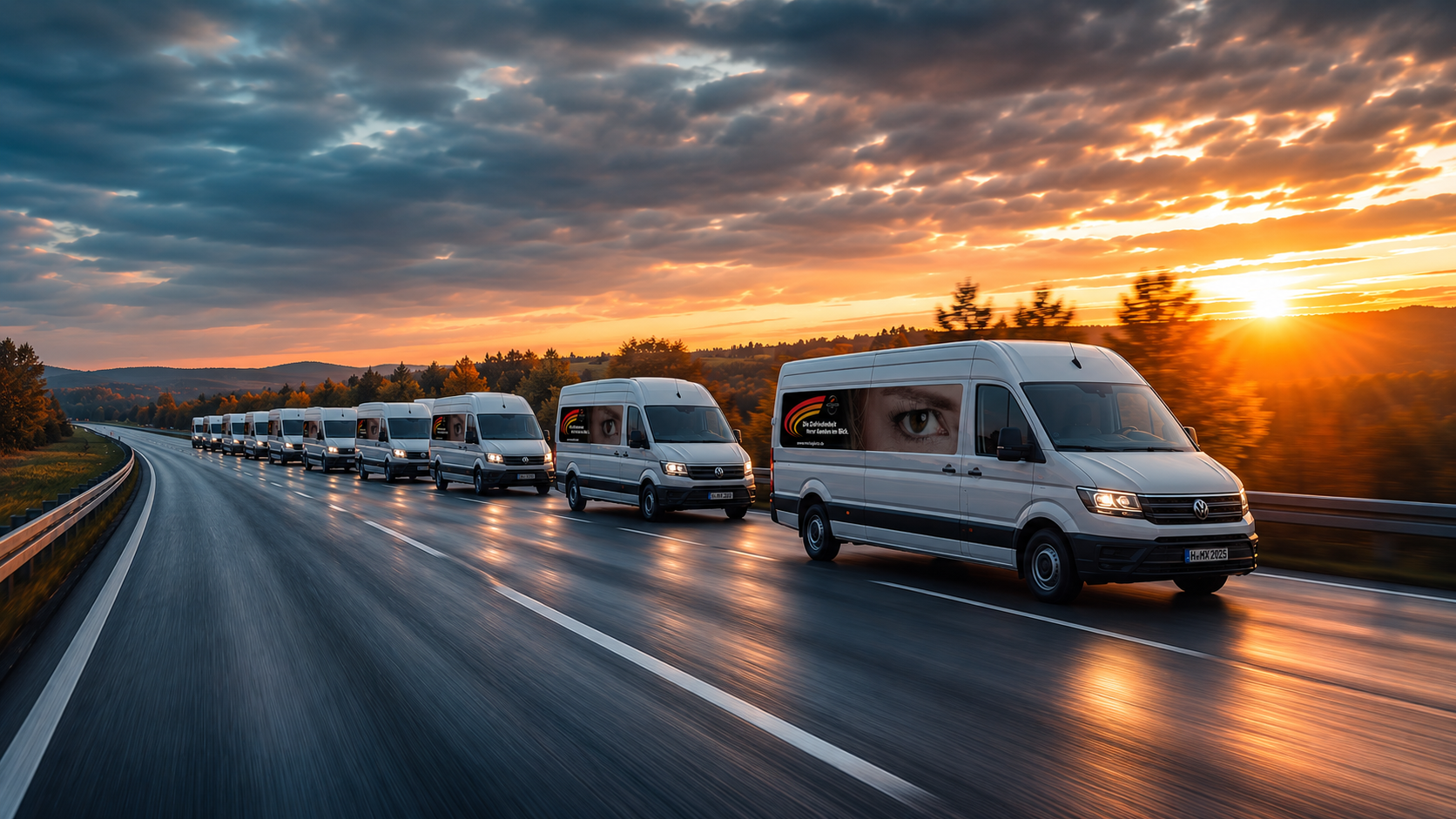 Mex-Logistics Transporter Flotte auf der Autobahn für Express und Direktfahrten in Löhne und Ostwestfalen